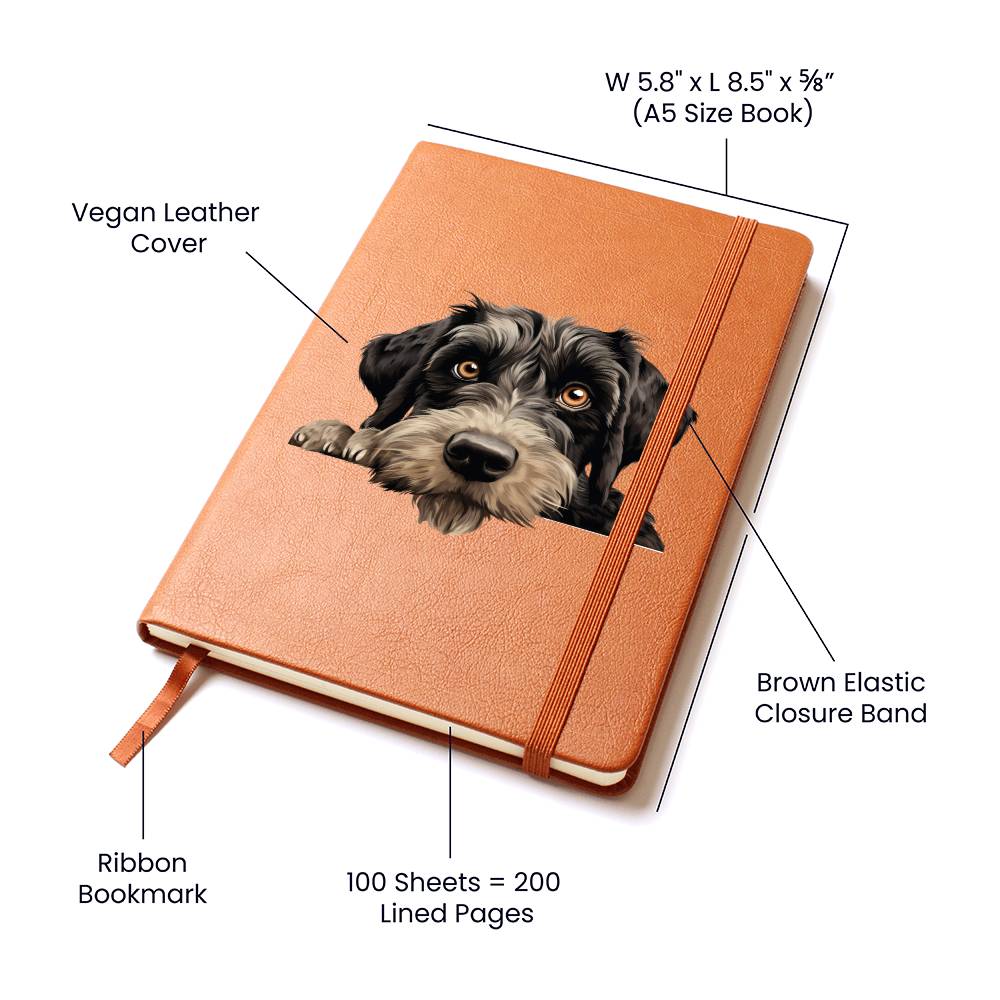 Giant Schnauzer Peeking - Vegan Leather Journal