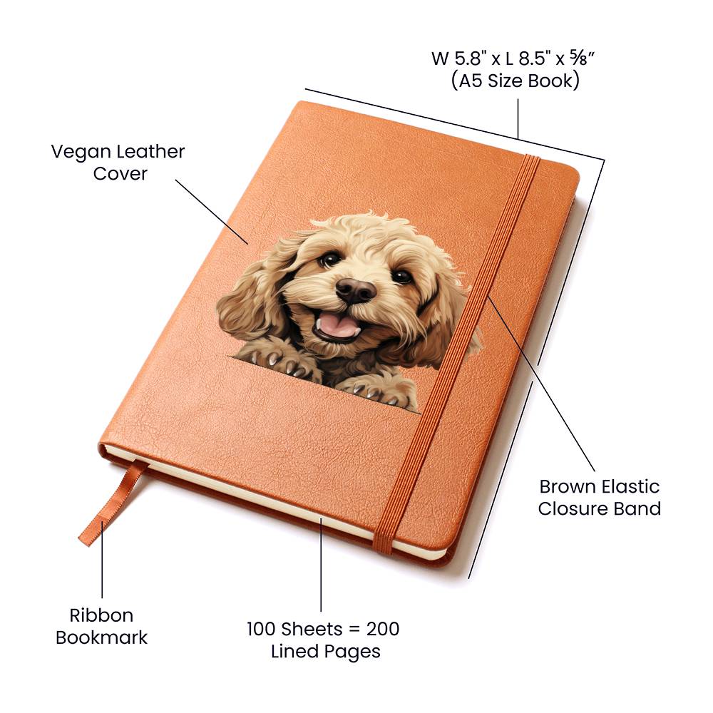 Cockapoo Peeking - Vegan Leather Journal