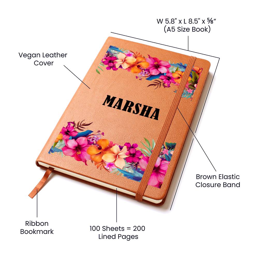Marsha (Tropical Flowers) - Vegan Leather Journal