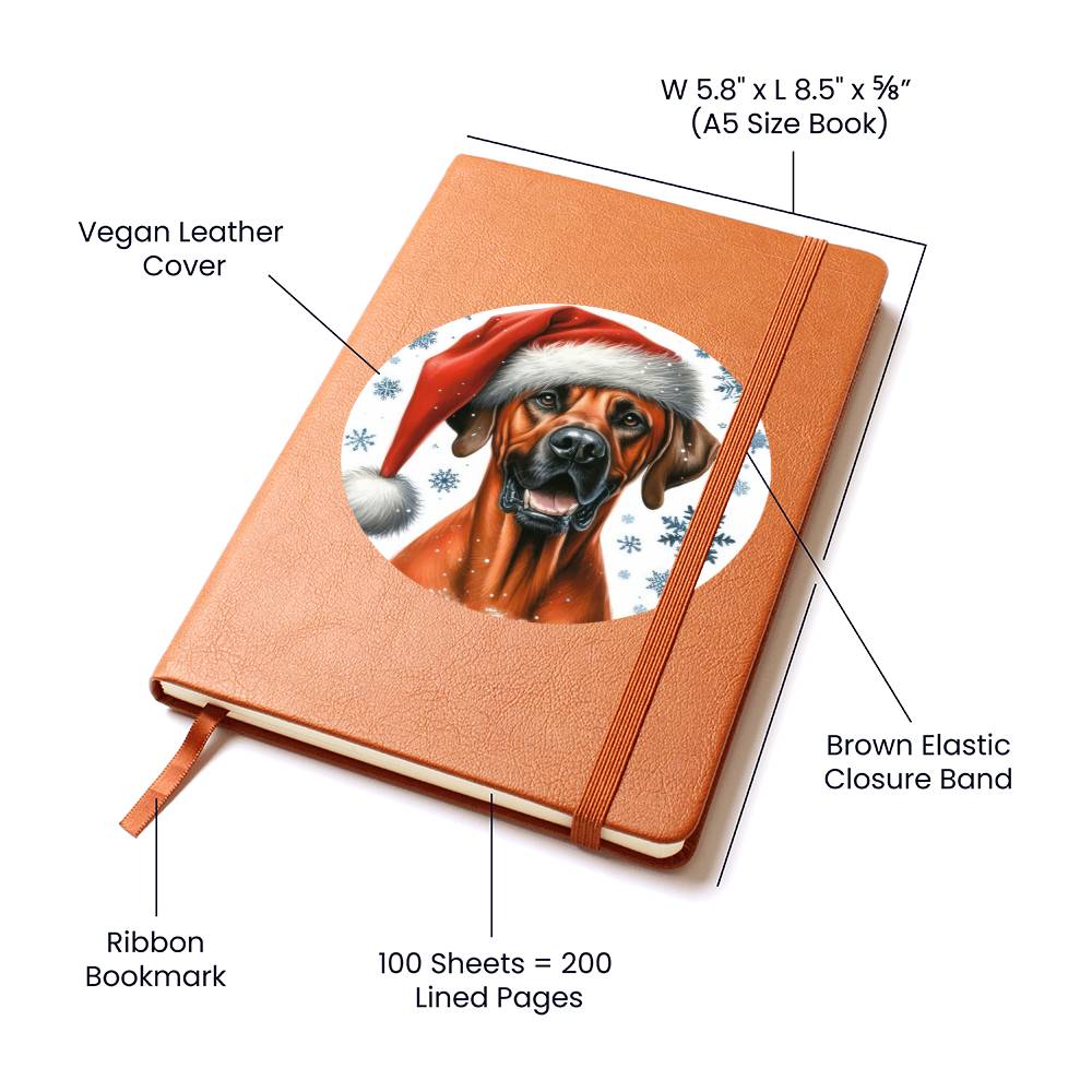 Christmas Dog - Rhodesian Ridgeback - Vegan Leather Journal