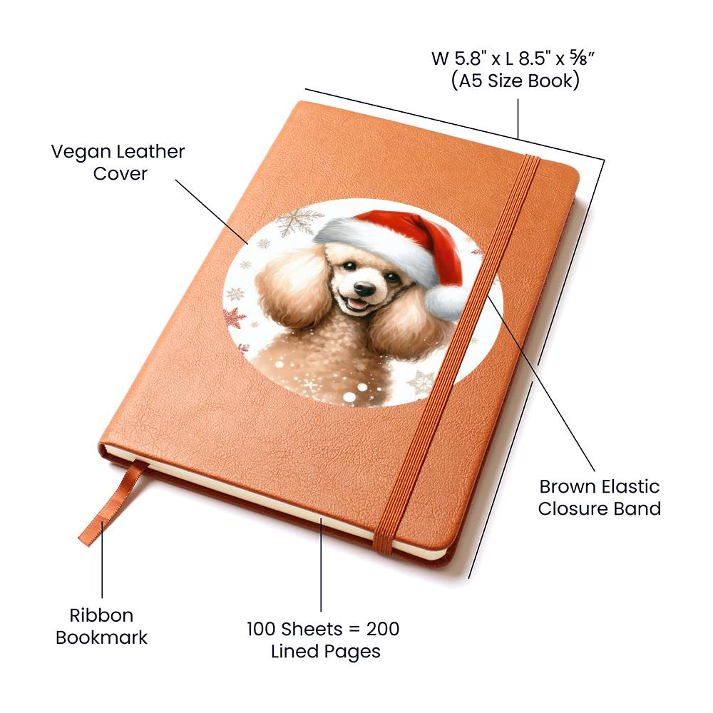 Christmas Dog - Poodle - Vegan Leather Journal