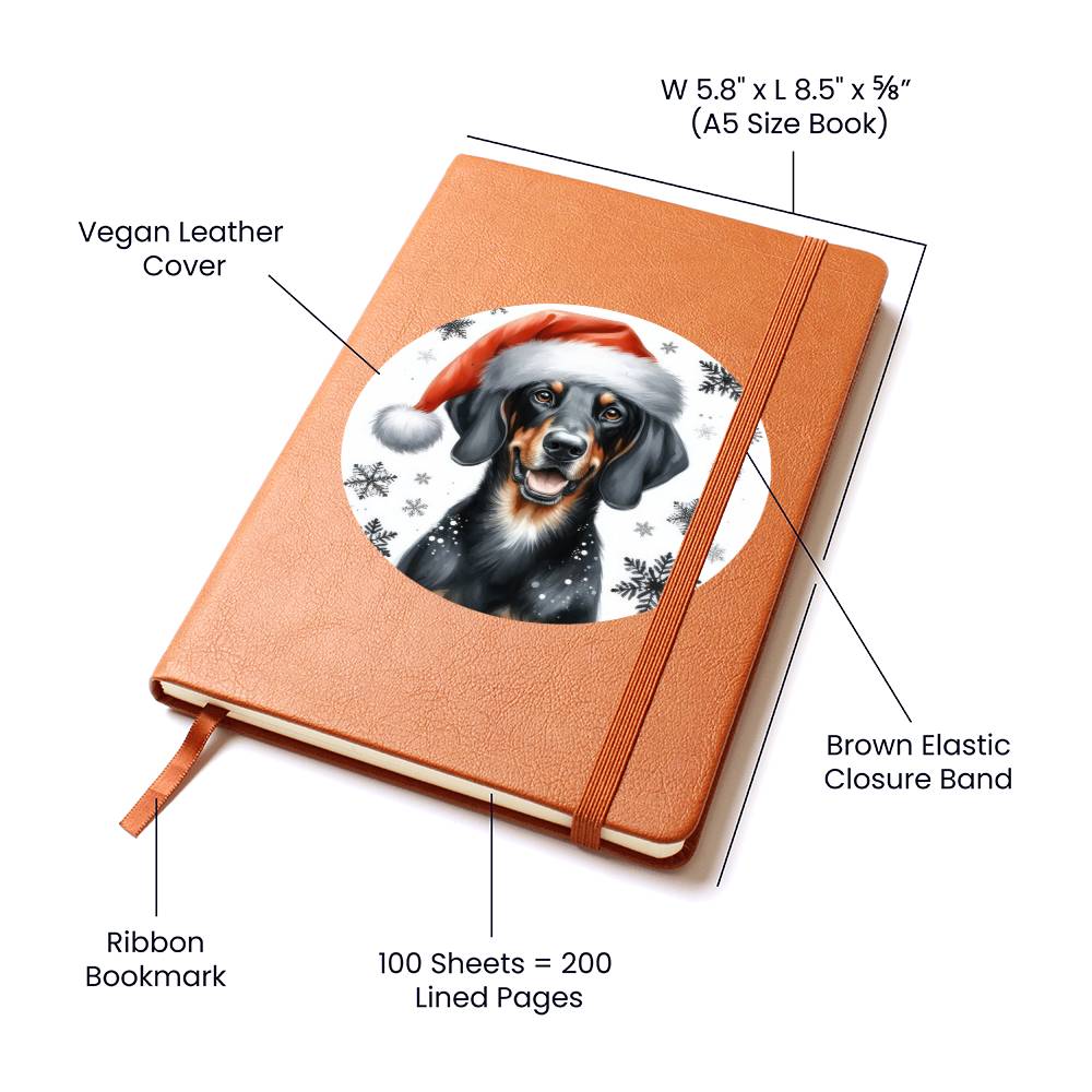 Christmas Dog - Austrian Black and Tan Hound - Vegan Leather Journal