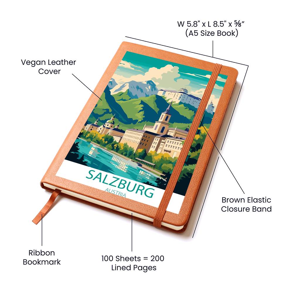 Famous Travel Destinations - Salzburg, Austria - Vegan Leather Journal