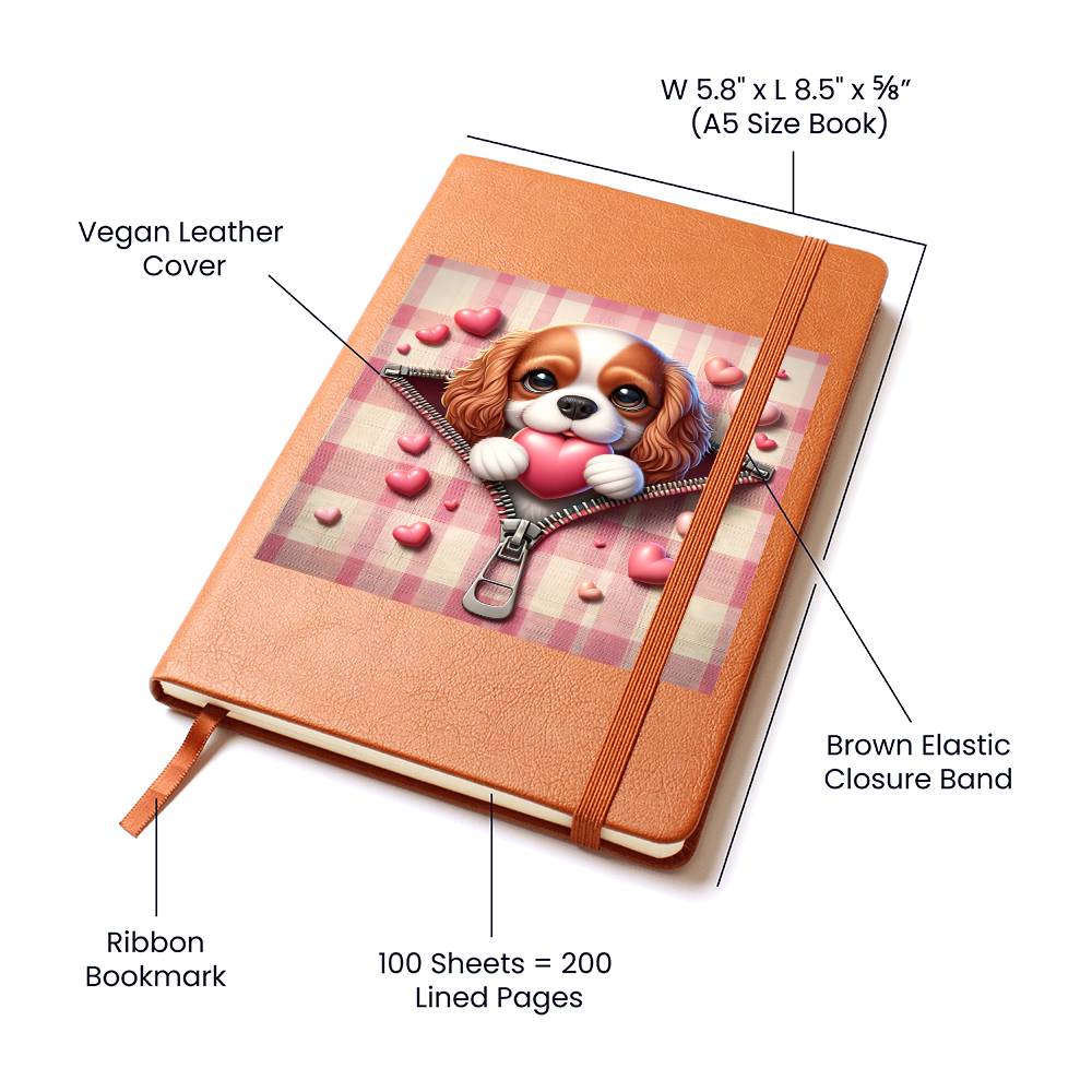 Valentine's Day Dog And Zipper 028 - Vegan Leather Journal