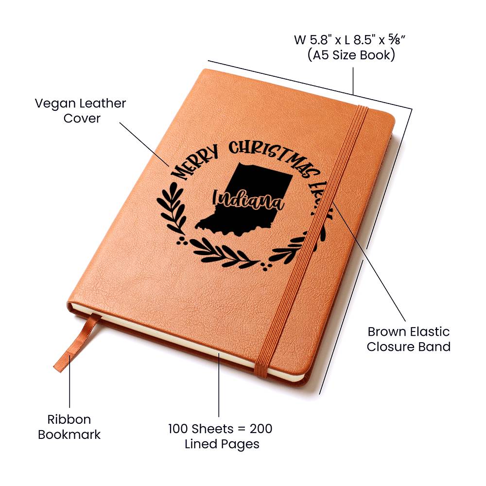 Merry Christmas From Indiana - Vegan Leather Journal