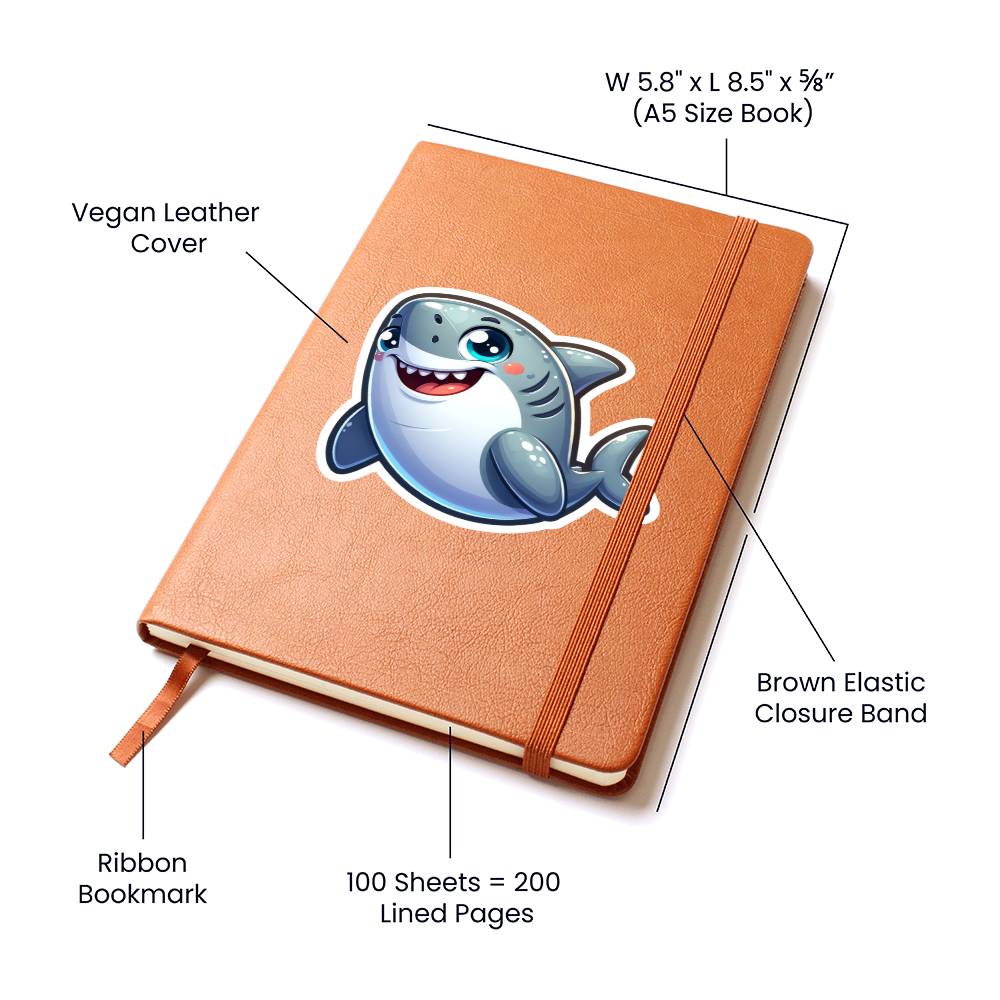 Cute Shark sticker 162 - Vegan Leather Journal