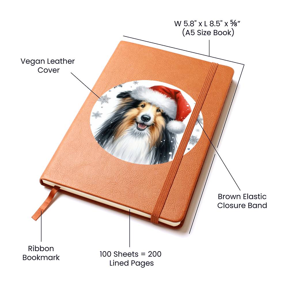 Christmas Dog - Bearded Collie - Vegan Leather Journal