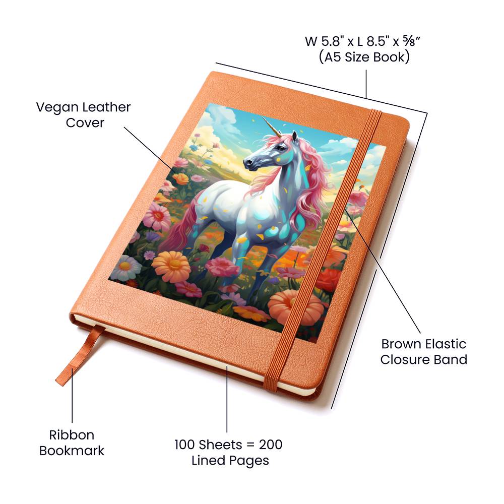 Cute Unicorn 040 - Vegan Leather Journal