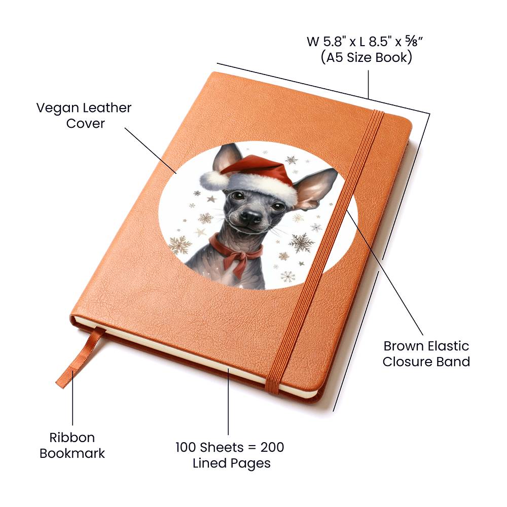 Christmas Dog - Xoloitzcuintli - Vegan Leather Journal