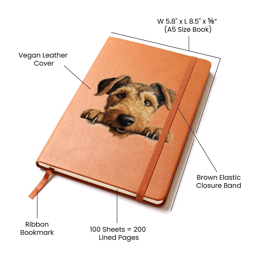 Welsh Terrier Peeking - Vegan Leather Journal