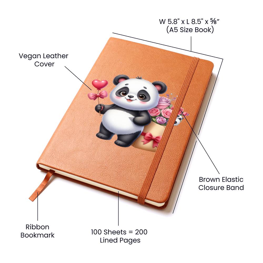 Valentine's Day Panda 007 - Vegan Leather Journal