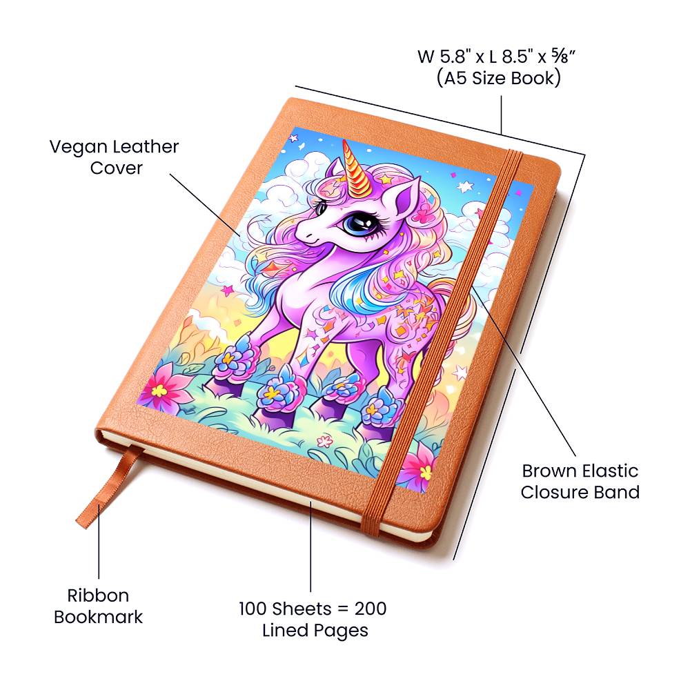 Cute Unicorn 035 - Vegan Leather Journal