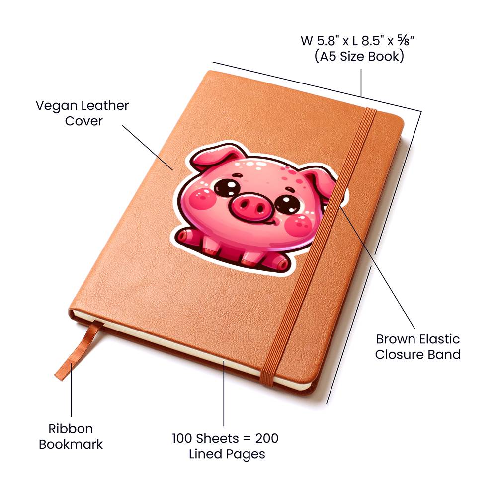 Cute Pig sticker 125 - Vegan Leather Journal