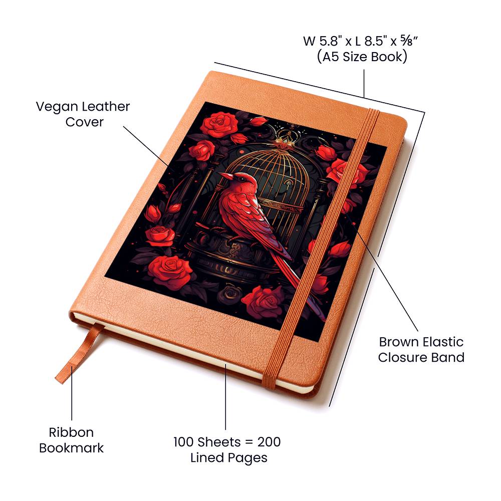 Birds And Floral Design 151 - Vegan Leather Journal