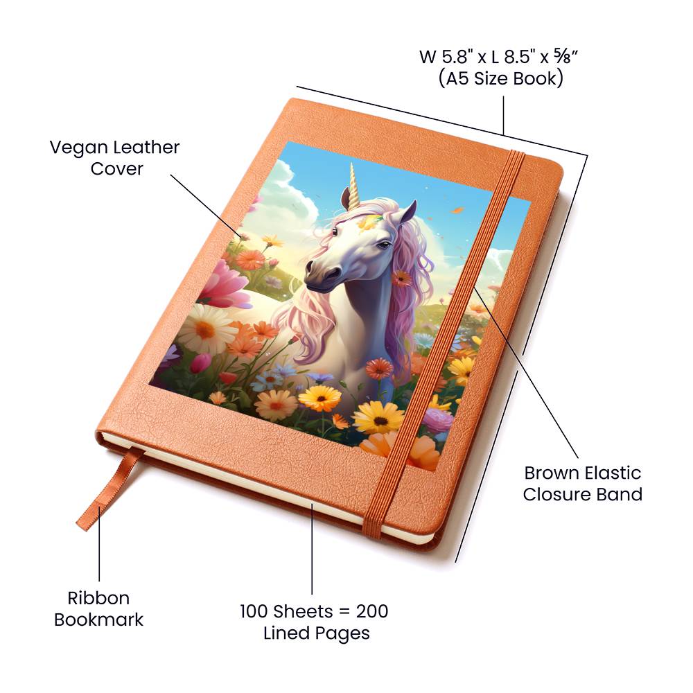 Cute Unicorn 039 - Vegan Leather Journal