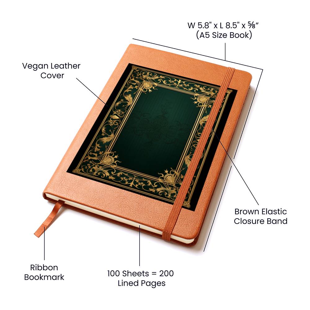 Ornate Gold Cover 098 - Vegan Leather Journal