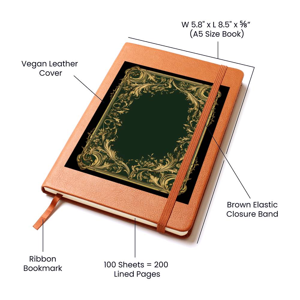 Ornate Gold Cover 116 - Vegan Leather Journal