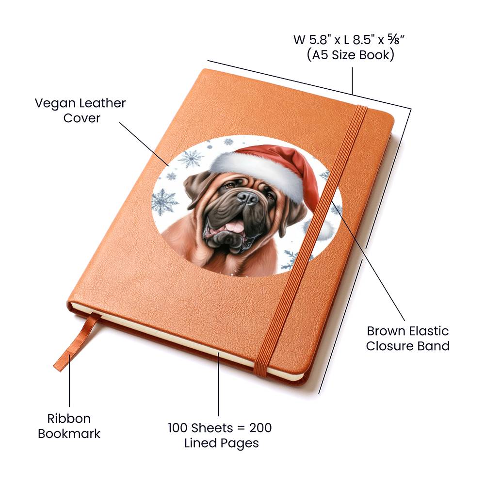 Christmas Dog - Neapolitan Mastiff - Vegan Leather Journal