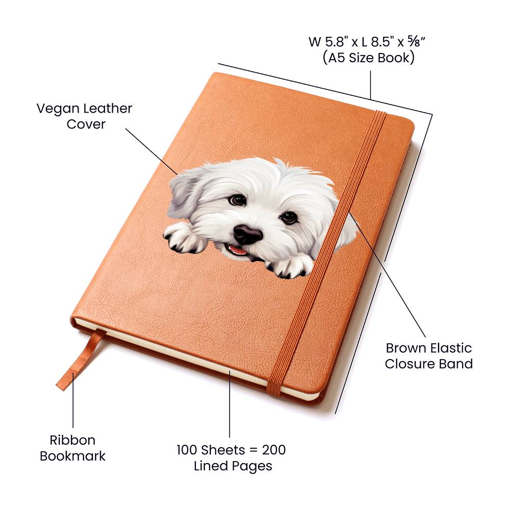 Coton De Tulear Peeking - Vegan Leather Journal