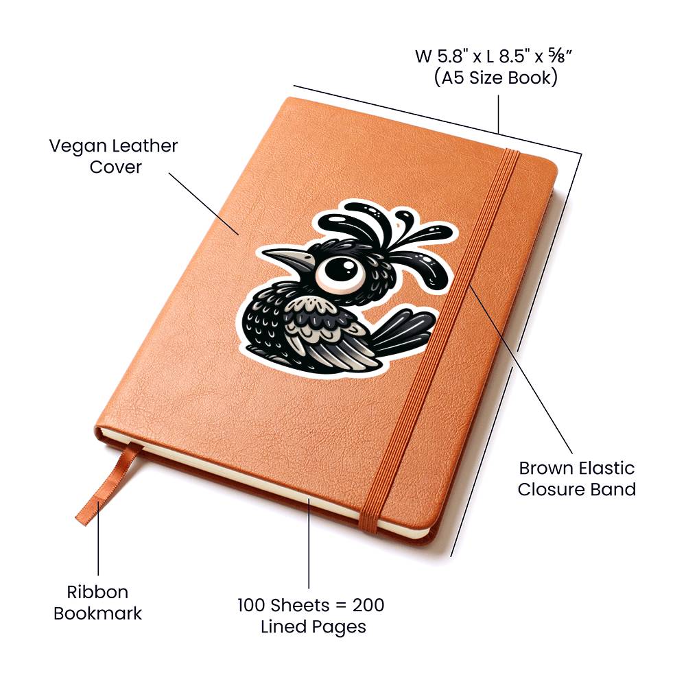 Cute Umbrellabird sticker 205 - Vegan Leather Journal