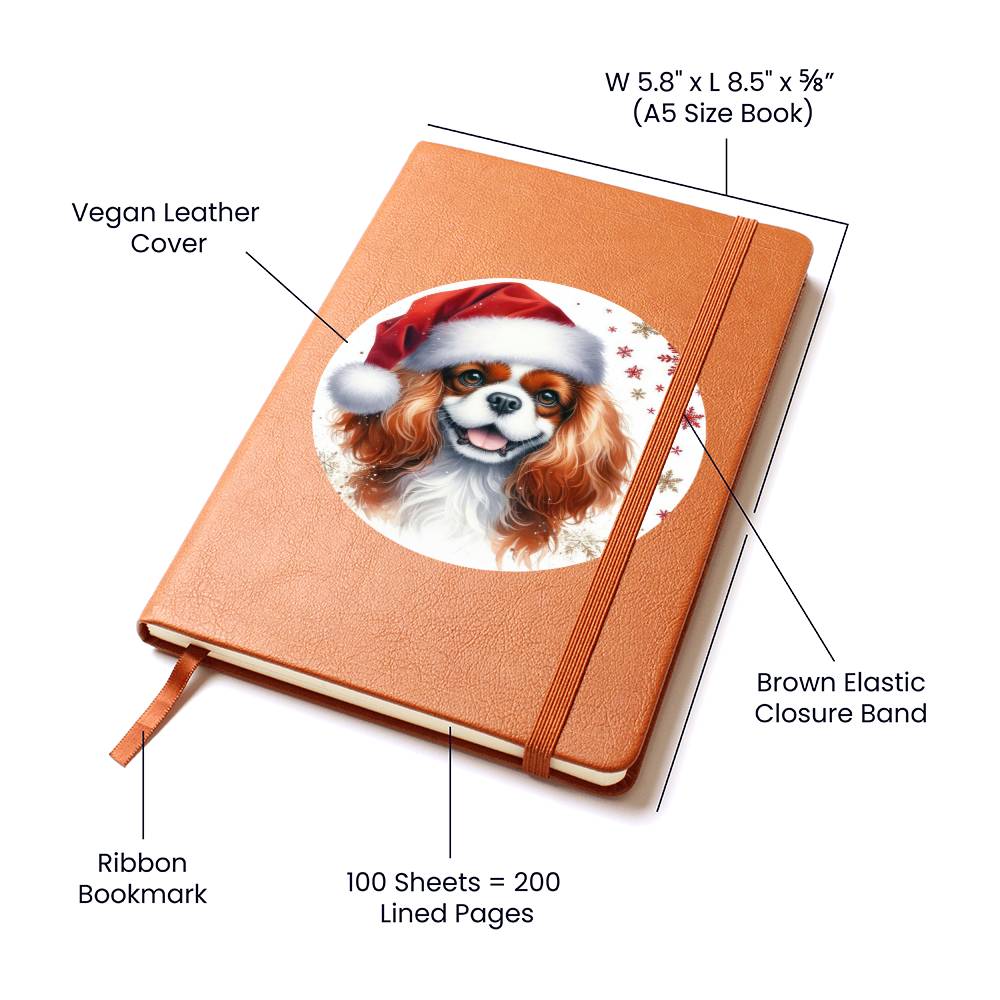 Christmas Dog - Cavalier King Charles Spaniel - Vegan Leather Journal