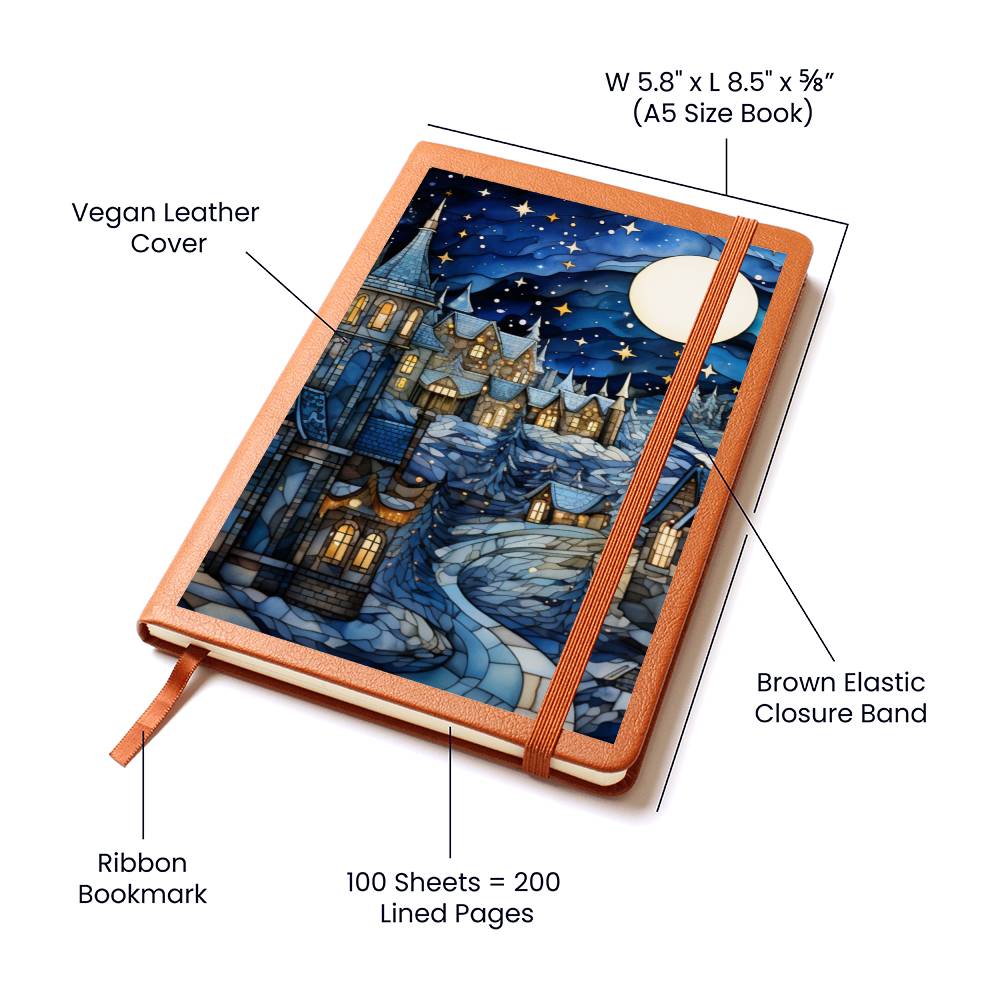 Christmas Stained Glass Design 010 - Vegan Leather Journal