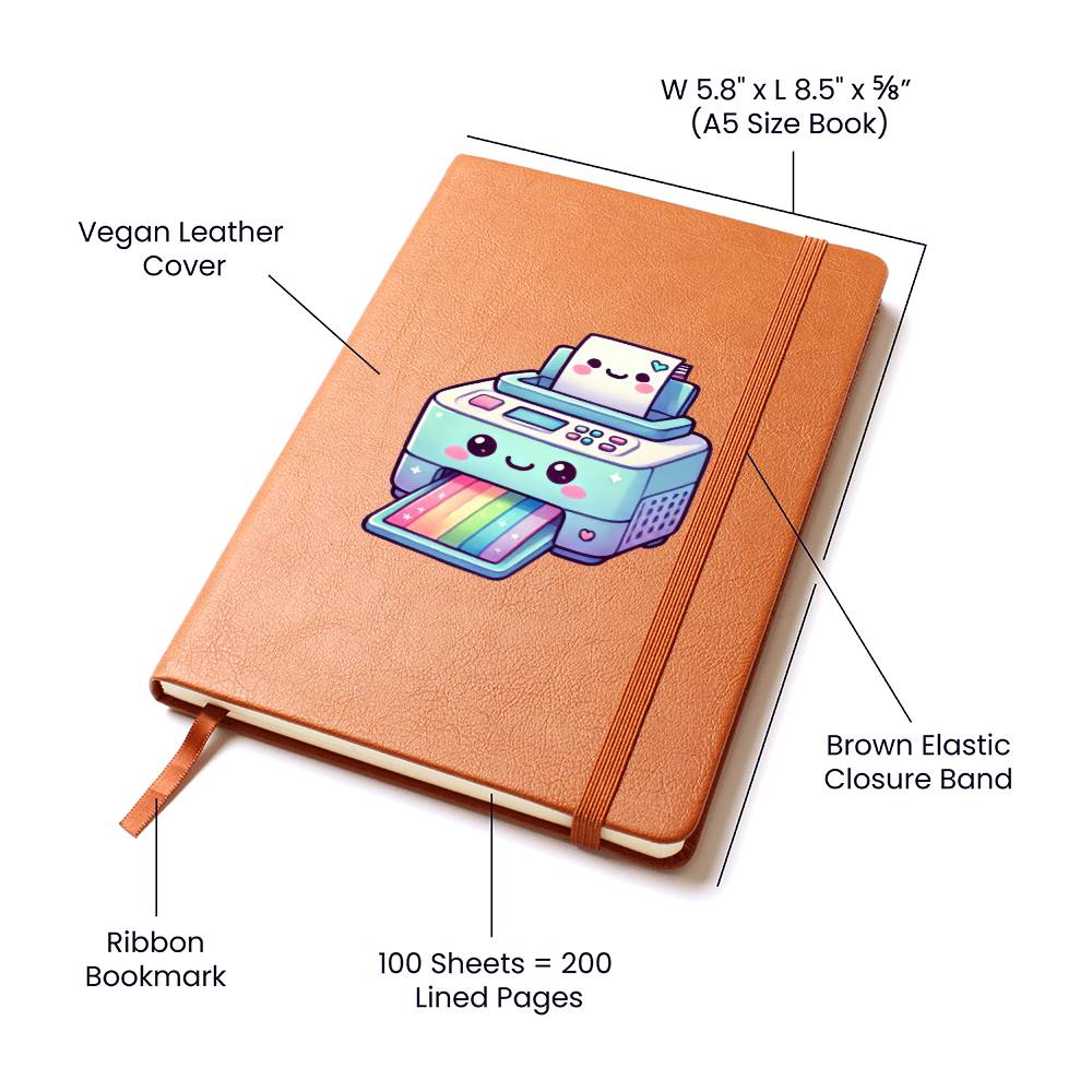 Cute Back to School Sticker 061 - Vegan Leather Journal