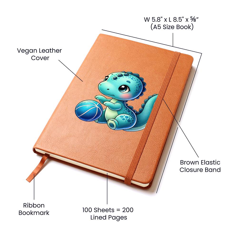 Colorful Baby Dinosaur 004 - Vegan Leather Journal