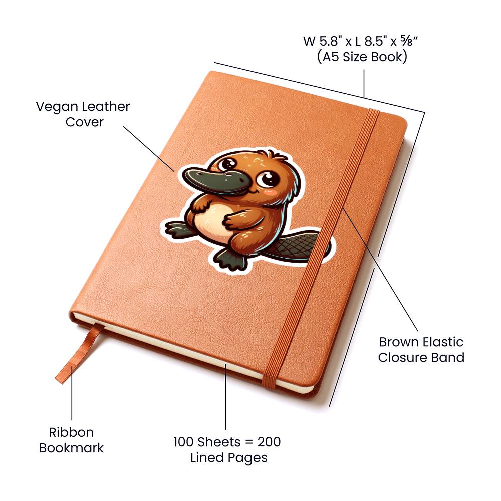 Cute Platypus sticker 128 - Vegan Leather Journal