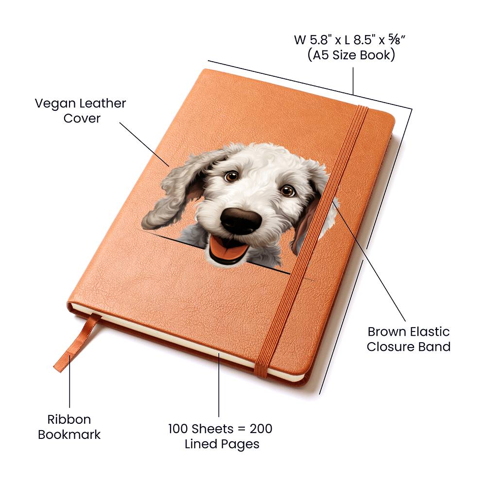 Bedlington Terrier Peeking - Vegan Leather Journal