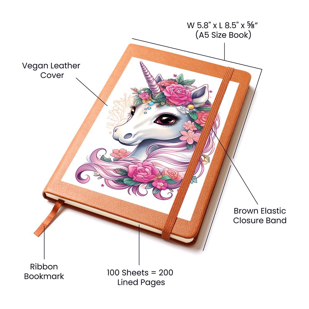 Cute Unicorn 111 - Vegan Leather Journal
