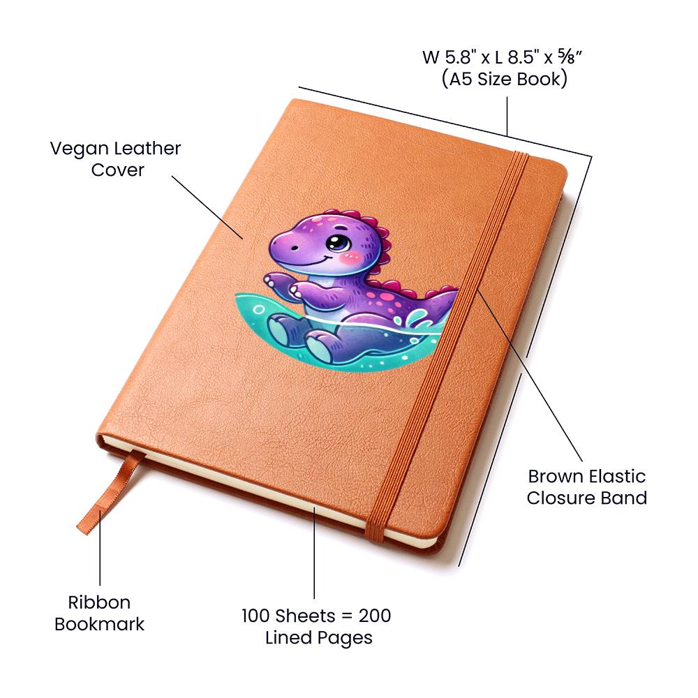 Colorful Baby Dinosaur 087 - Vegan Leather Journal