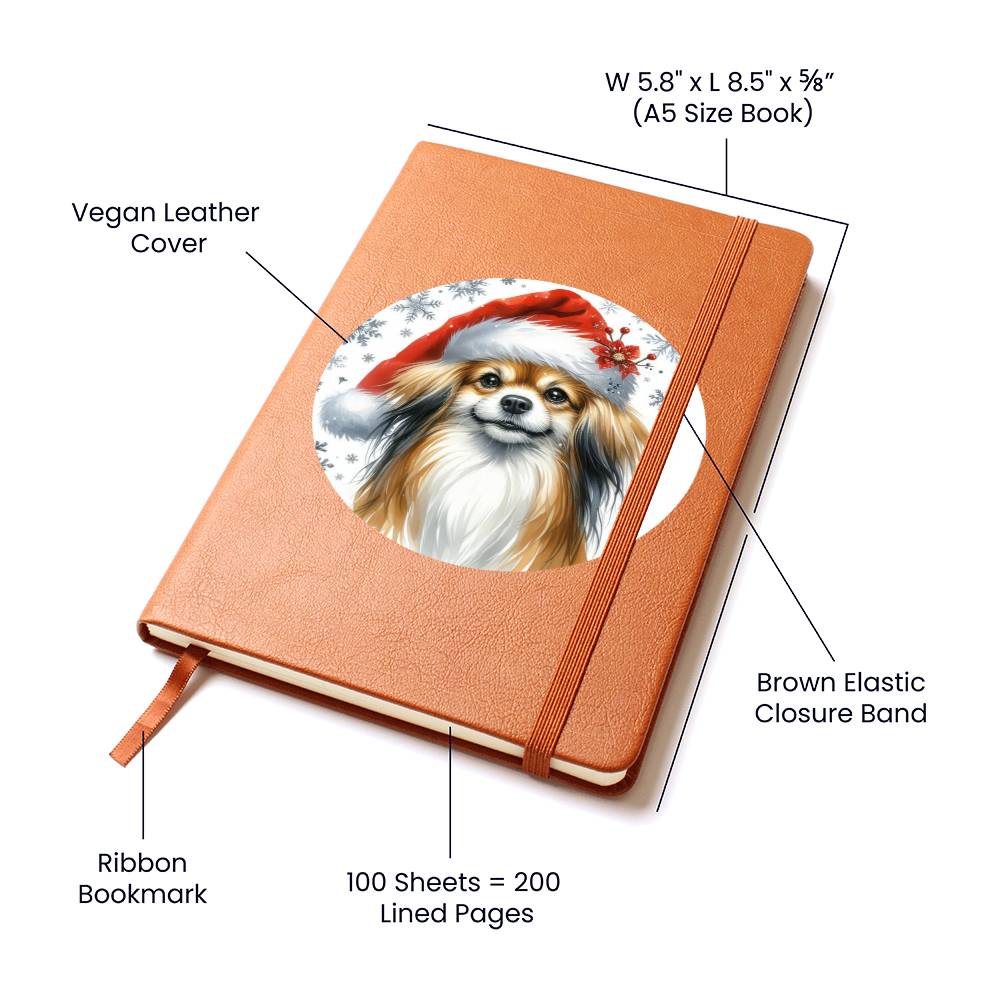 Christmas Dog - Tibetan Spaniel - Vegan Leather Journal
