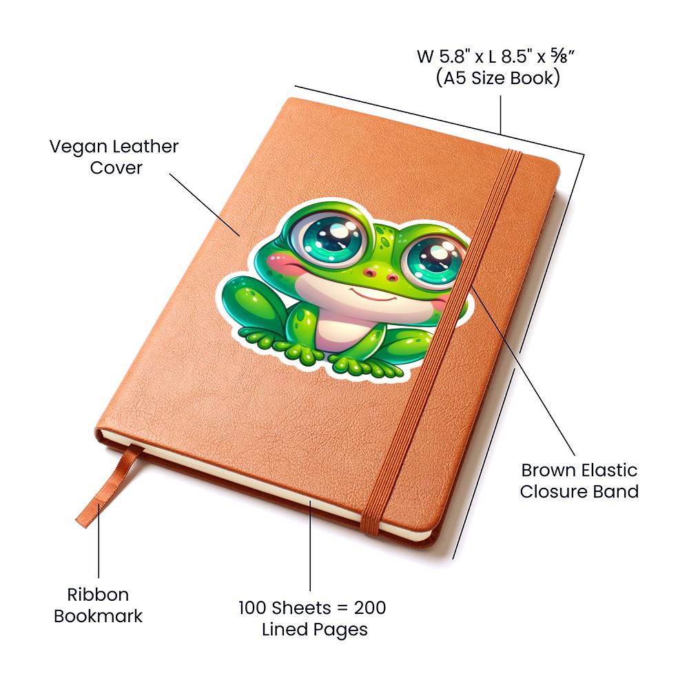 Cute Frog sticker 55 - Vegan Leather Journal