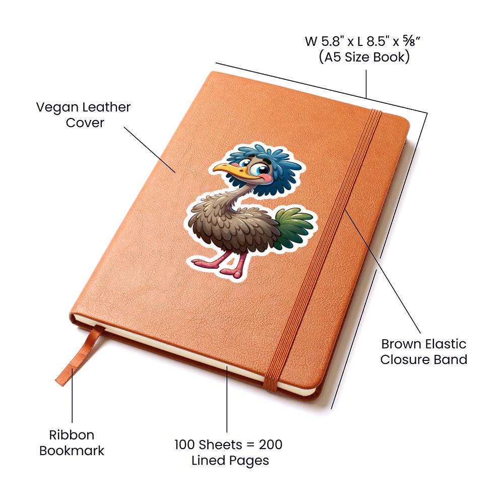 Cute Emu sticker 37 - Vegan Leather Journal