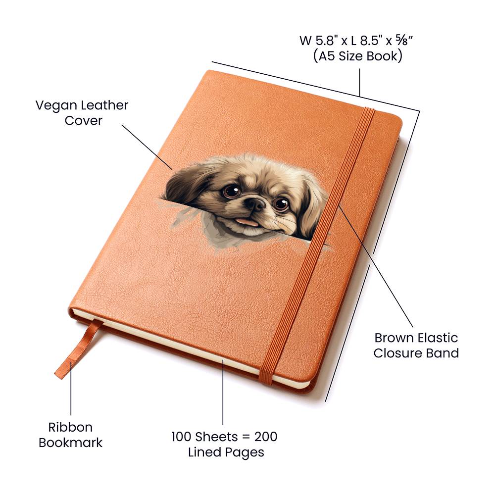 Pekingese Peeking - Vegan Leather Journal