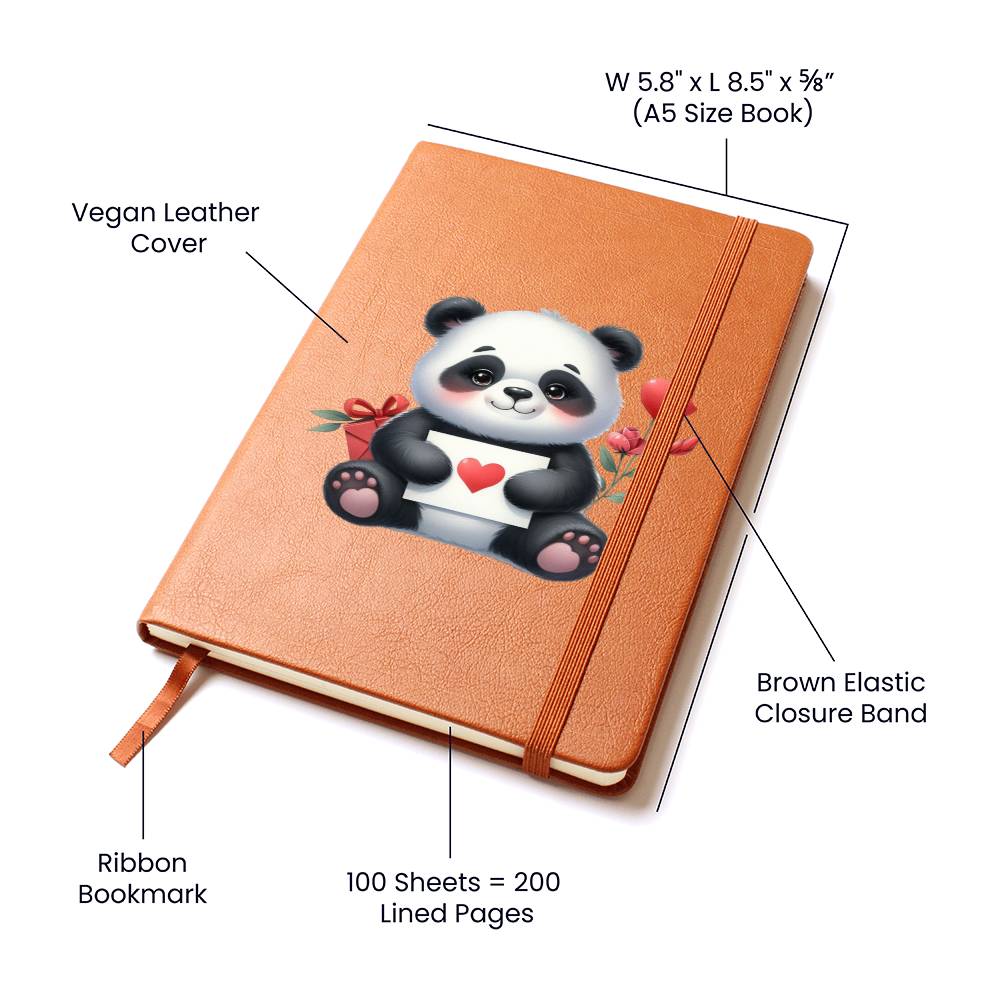 Valentine's Day Panda 010 - Vegan Leather Journal