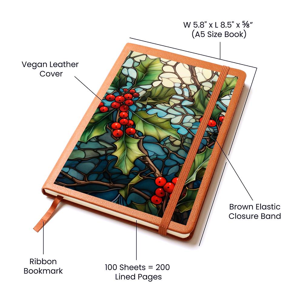 Christmas Stained Glass Design 035 - Vegan Leather Journal