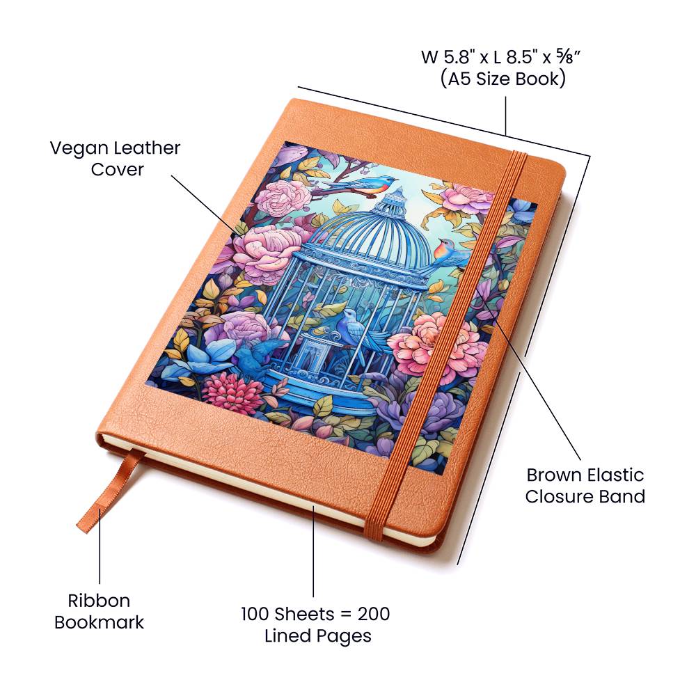 Birds And Floral Design 137 - Vegan Leather Journal