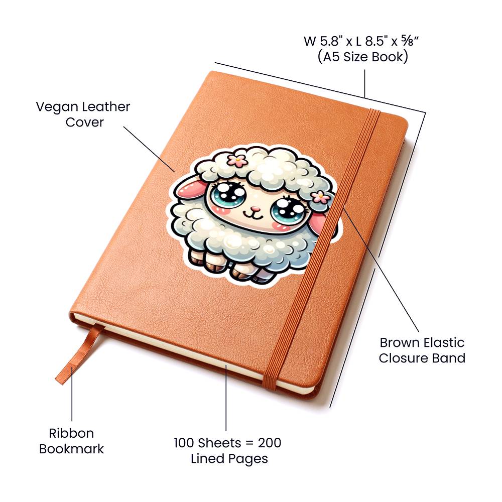 Cute Sheep sticker 164 - Vegan Leather Journal