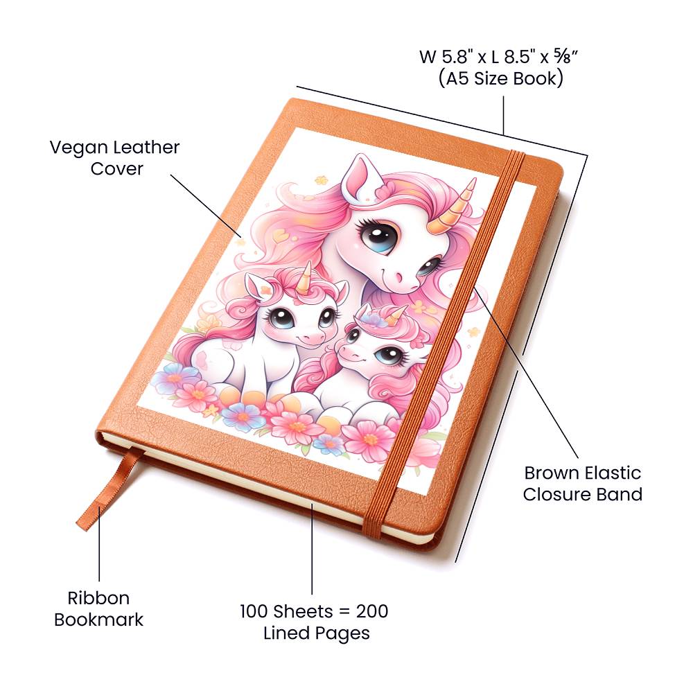 Cute Unicorn 050 - Vegan Leather Journal