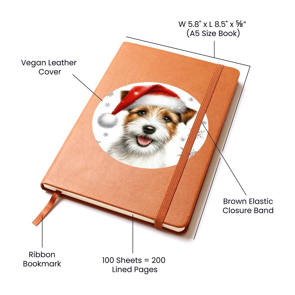 Christmas Dog - Parson Russell Terrier - Vegan Leather Journal