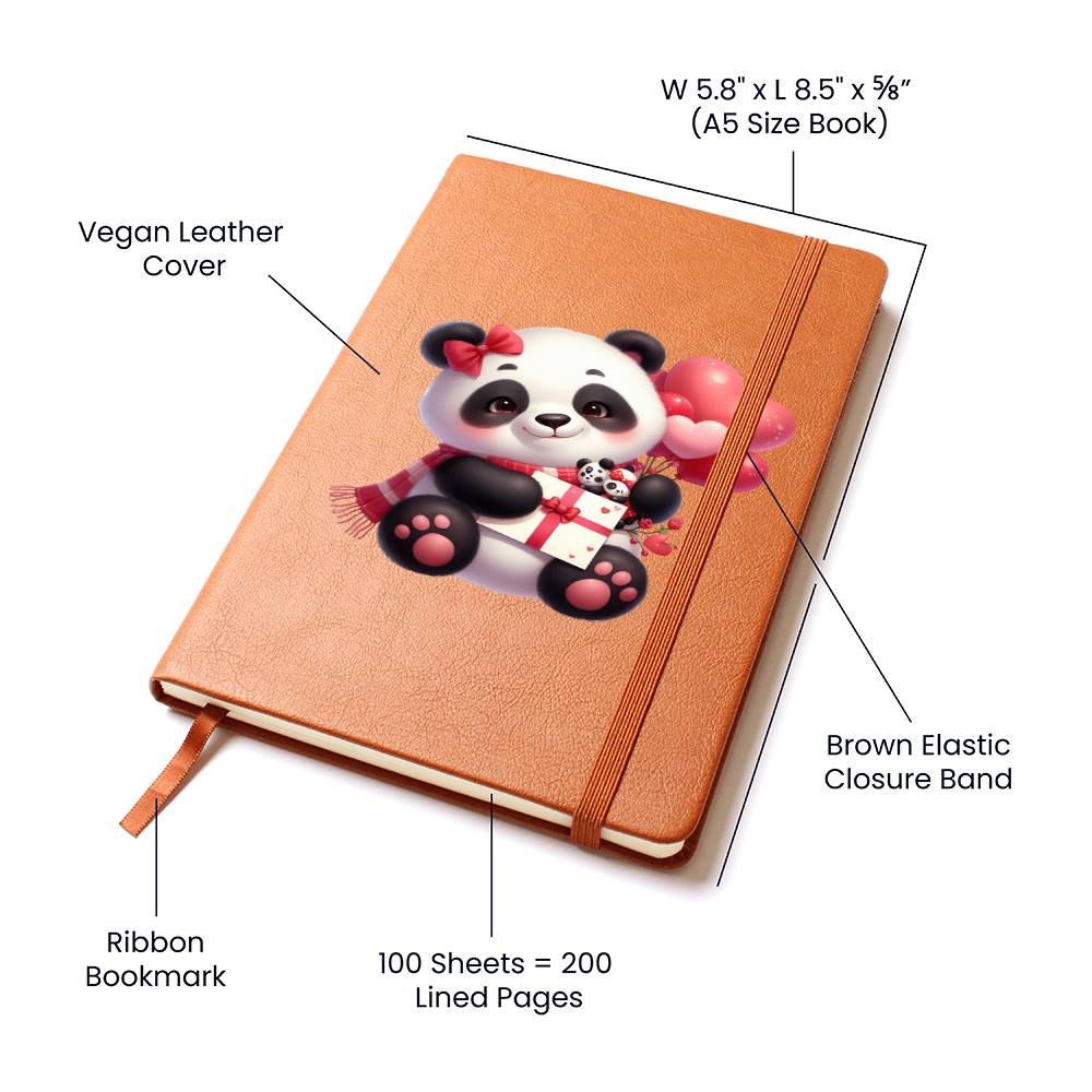 Valentine's Day Panda 017 - Vegan Leather Journal