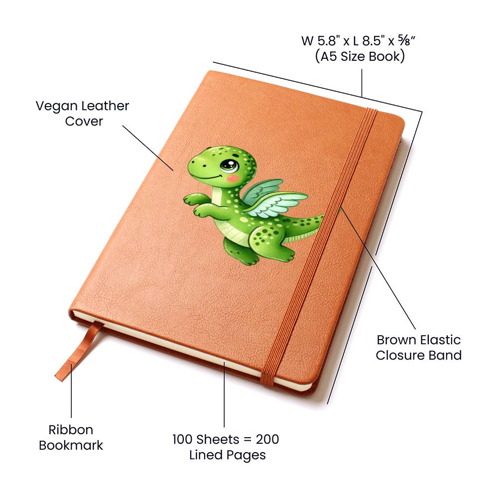 Colorful Baby Dinosaur 082 - Vegan Leather Journal