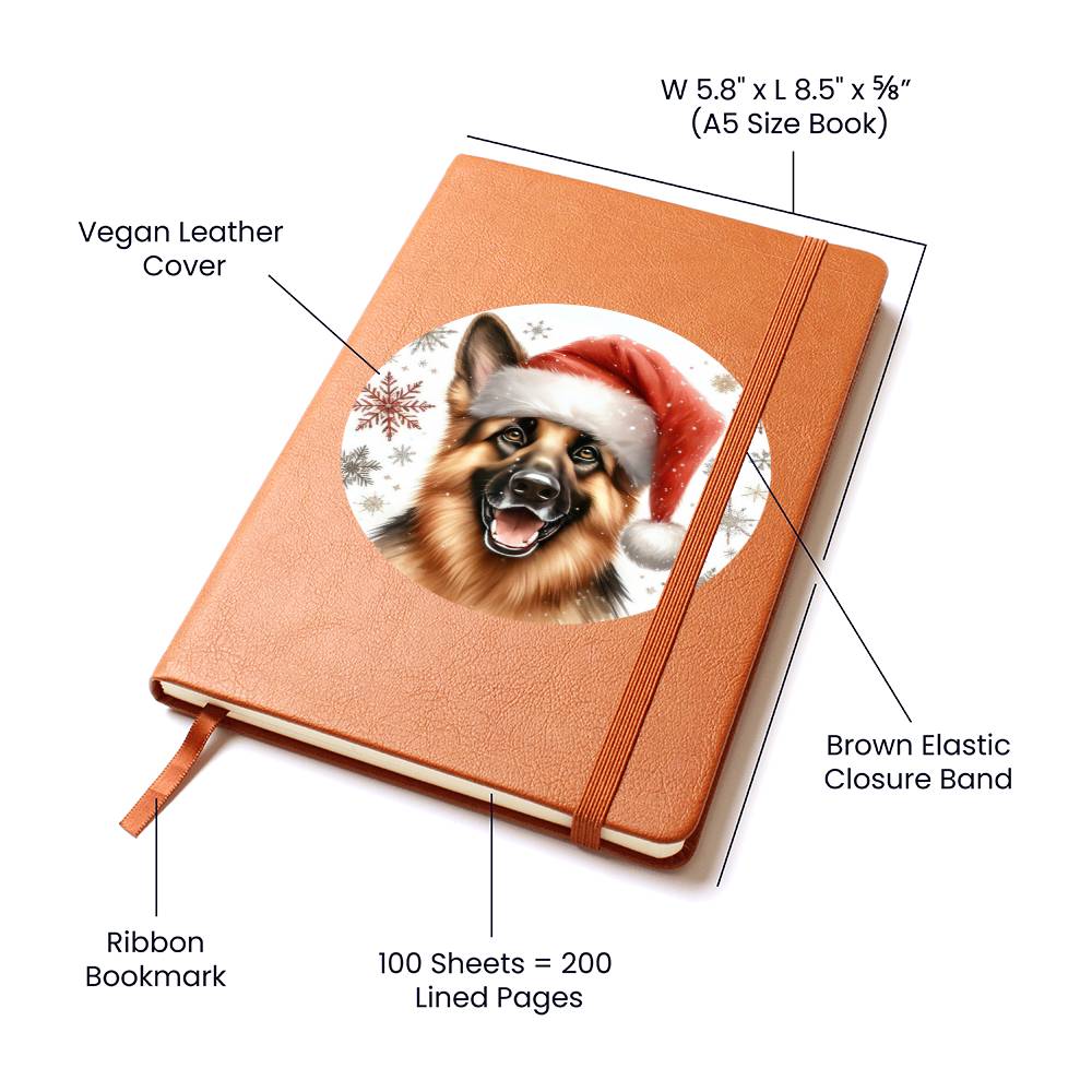 Christmas Dog - German Shepherd - Vegan Leather Journal