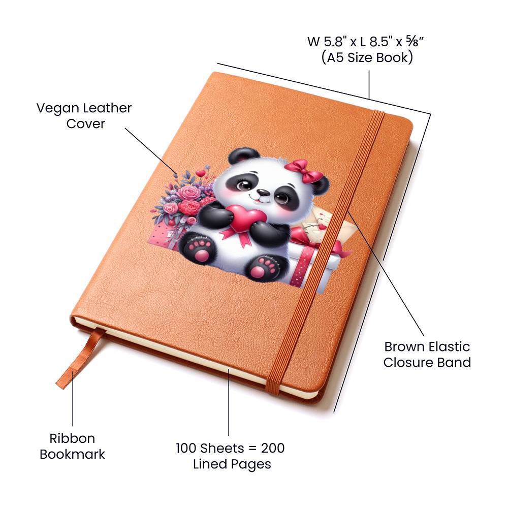 Valentine's Day Panda 012 - Vegan Leather Journal