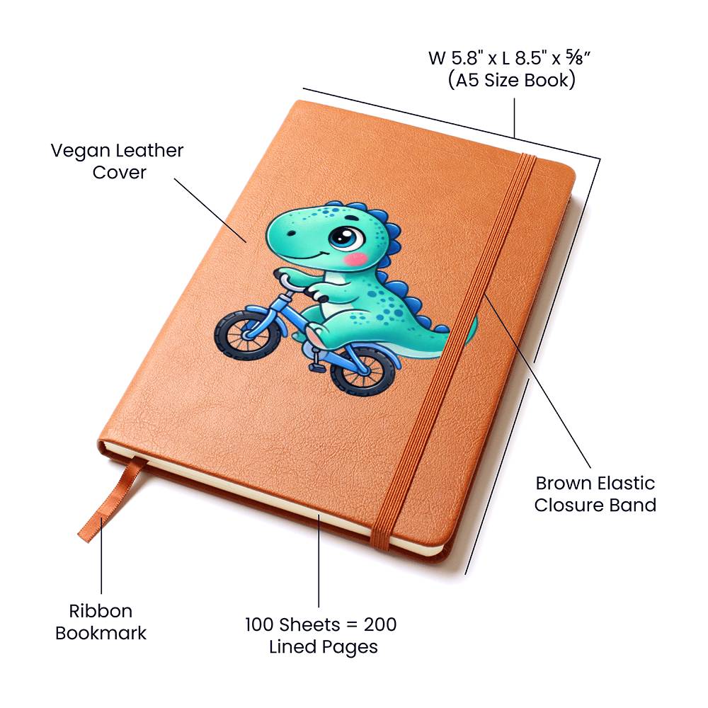Colorful Baby Dinosaur 072 - Vegan Leather Journal