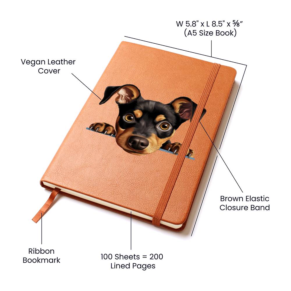 German Pinscher Peeking - Vegan Leather Journal