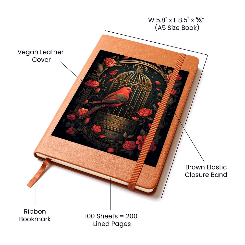 Birds And Floral Design 162 - Vegan Leather Journal