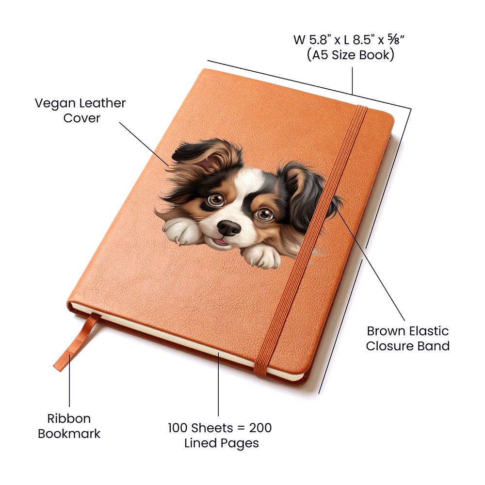 Papillon Peeking - Vegan Leather Journal